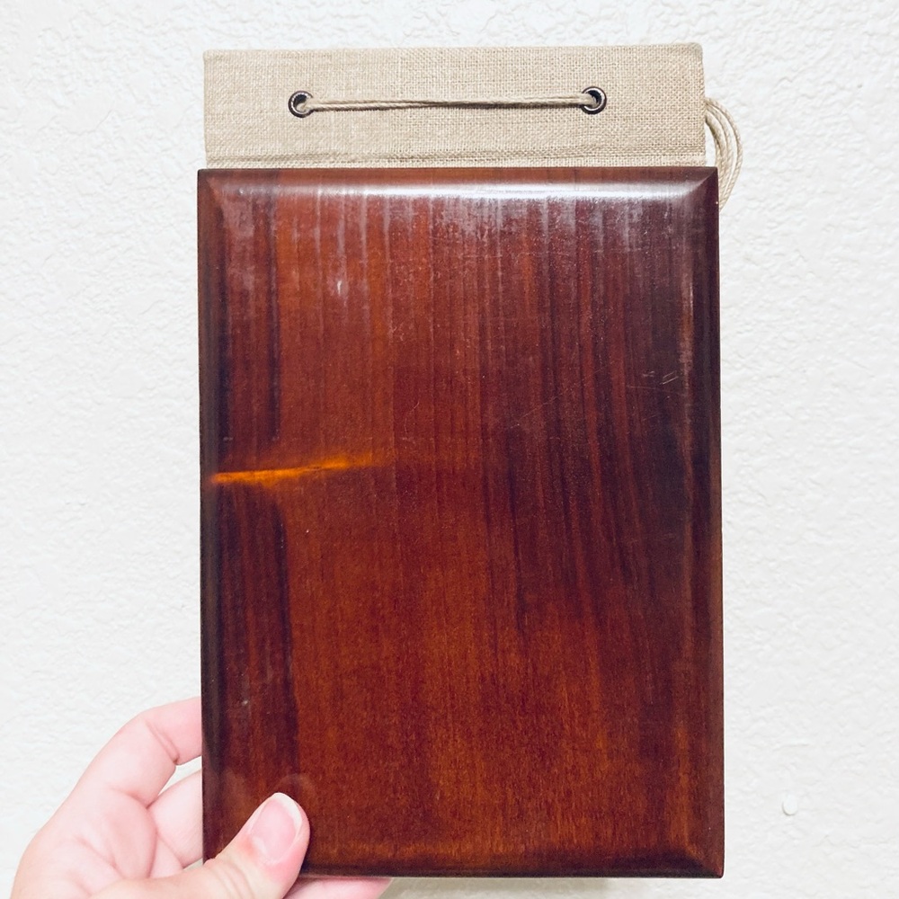 Vintage Antique hand carved wooden photo album book vellum paper - Picture 4 of 11